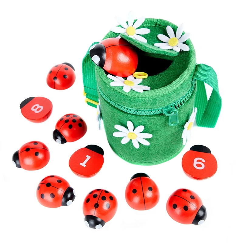 

Подсчет божьих коровок Подсчета Игрушки для малышей деревянные обучающие игрушки для девочек и мальчиков, От 2 до 4 лет