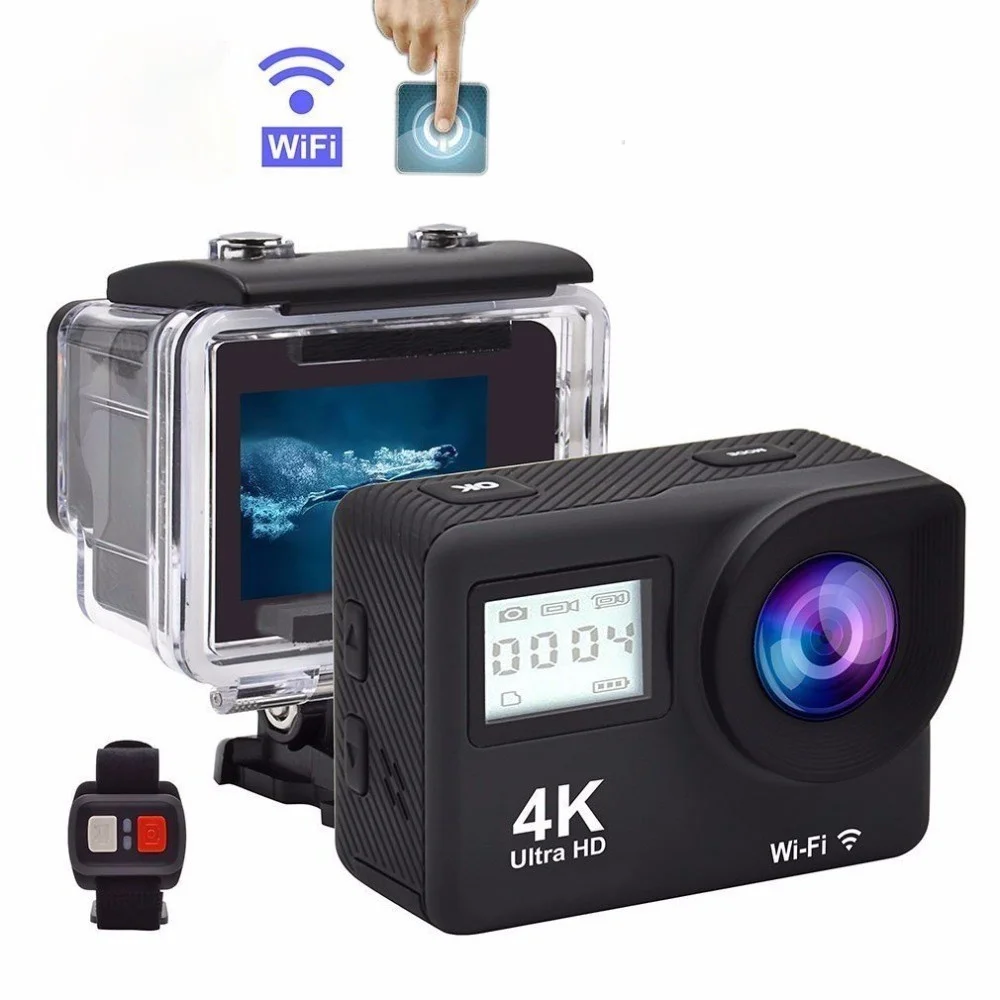 4K Ультра HD экшн Камера касания двойные ЖК дисплей Wi Fi 20MP 170D возможностью