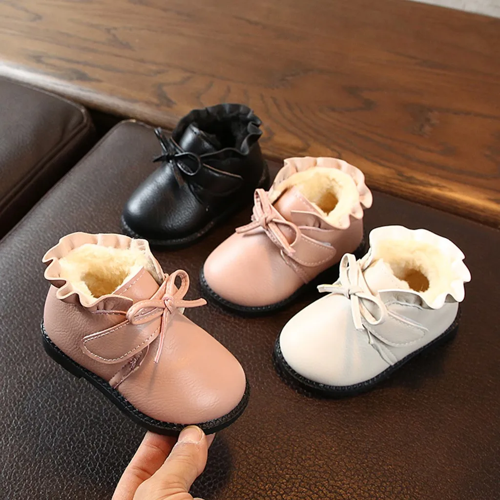 Новинка 2019 года Зимняя детская обувь из искусственной кожи Водонепроницаемые