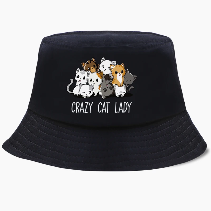 Шапка Crazy Cat Lady Kawaii милая шляпа для кошек в рыбацком стиле Панама мужчин и женщин