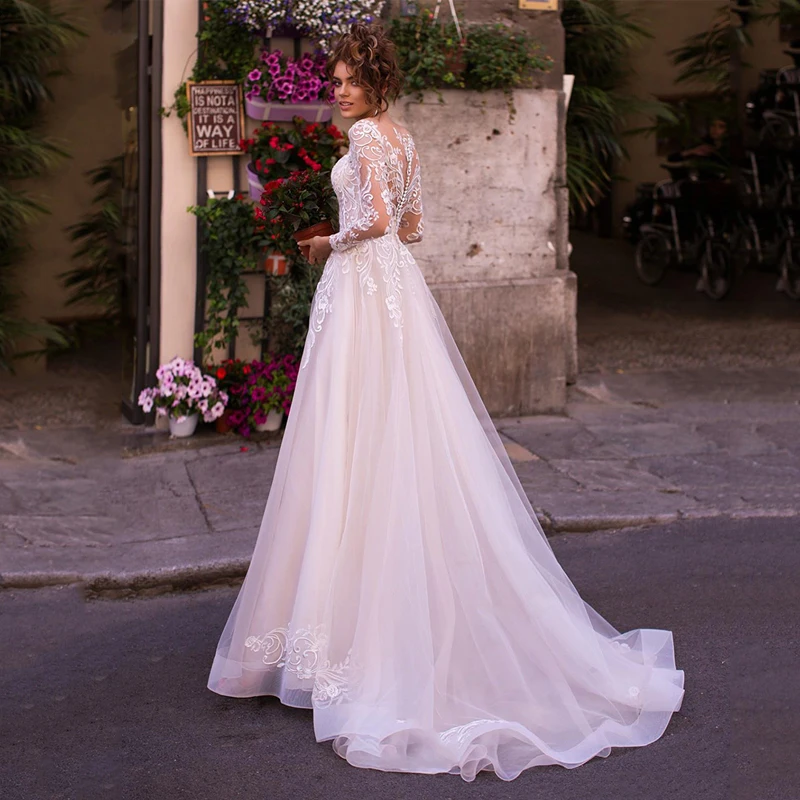 

Smileven, кружевное свадебное платье принцессы с длинным рукавом, а-силуэт, популярная модель 2020, Robe De Mariee