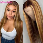 Прозрачный парик из человеческих волос, парики на сетке спереди, светлые, Коричневые Бразильские волосы с эффектом омбре, прямые парики на сетке спереди из человеческих волос