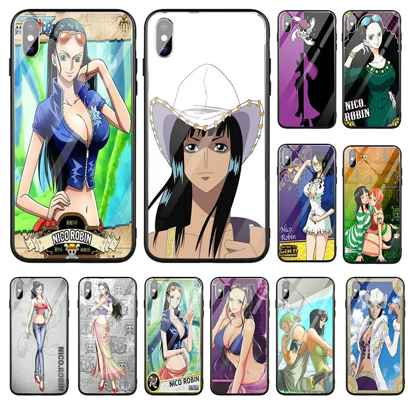 Чехол для телефона Нико Робин из закаленного стекла с Аниме One Piece iPhone X XR XS 11 Pro Max 8