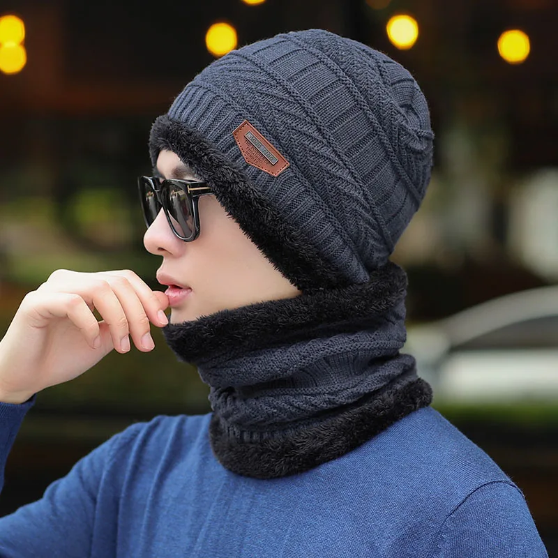 Yo-Young, зимние шапки для мужчин, Skullies, шапка бини, зимняя шапка для мужчин и женщин, шерстяной шарф, шапка s, 2 шт. в комплекте, Балаклава, маска, шапка
