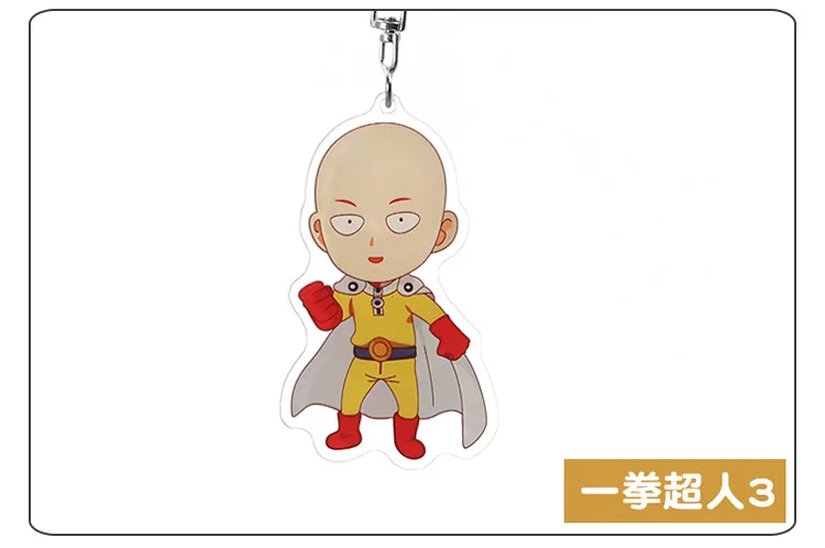 Аниме One Punch Man брелок Сайтама милый забавный мультфильм акриловое кольцо для ключей модная новинка Персонализированная подвеска ювелирное изделие подарок брелок