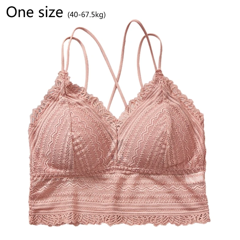 

Women Sexy Spaghetti Strap Seamless Bra V-Neck Lace Wire Free Bralette Removable Padded Push-Up Underwear Camis Tube Top