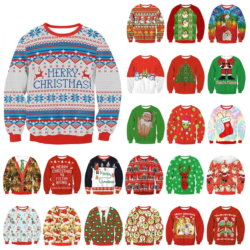 

Christmas Sweatshirt Long Sleeve Printing Sweatshirt Women Men Clothes Bulk Items Wholesale Lots Men Womens Winter Tops Sweater