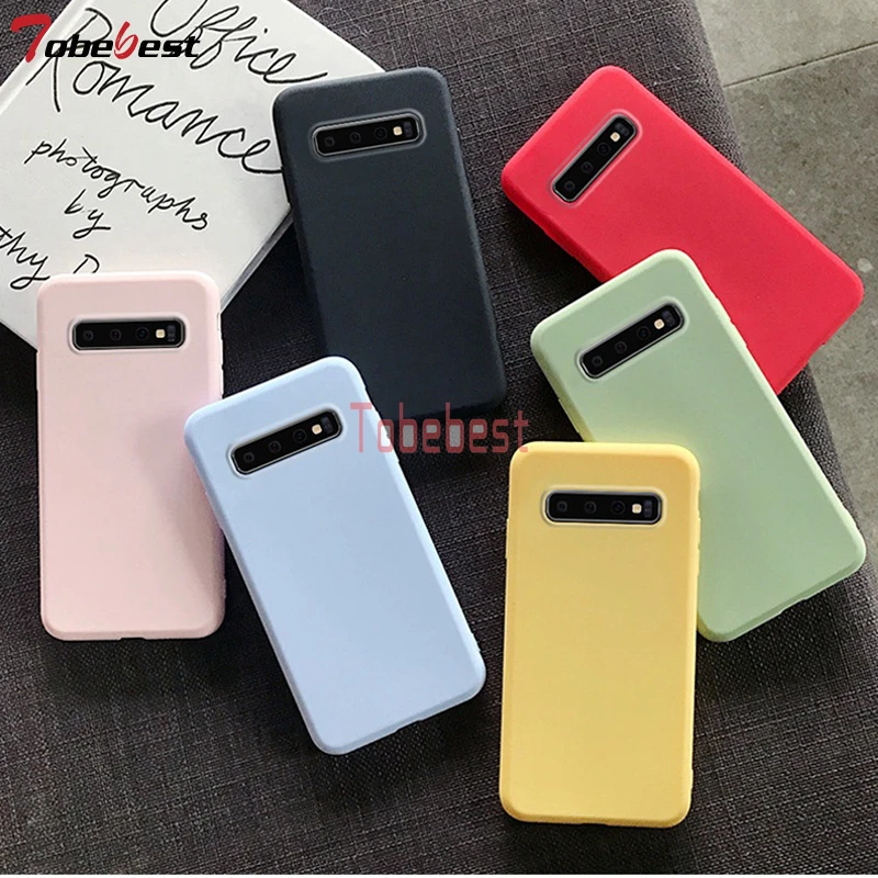 Мягкий силиконовый чехол для samsung Galaxy S10 S9 S8 Plus S7 S6 Edge s Модный яркий однотонный из