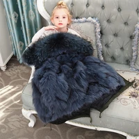 Girls Real Fur Jacket Children Winter Parka Thick Boys Hooded Coat Removable Raccoon Fur Collar Fox Fur Lining TZ587
