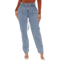 women high waisted baggy elastic waist straight jeans women streetwear casual boyfriend loose oversize blue jeans pants mom