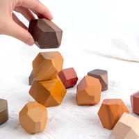 wooden stacked stone balanced toy montessori education colorful rainbow block jenga game nordic style rainbow wooden toy for kid