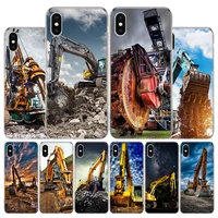 excavating machinery bulldozer man cover phone case for apple iphone 11 12 13 pro xr x xs max 7 8 6 6s plus mini 5s se print