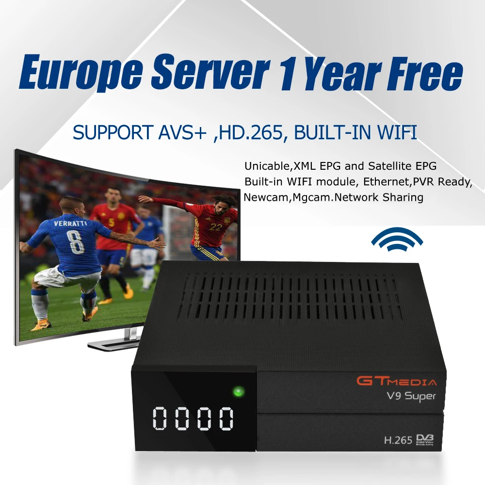 GTMedia V9 супер DVB S2 спутниковый получатель 1080p H.265 встроенный Wifi Freesat ресивер же V8 Nova 1