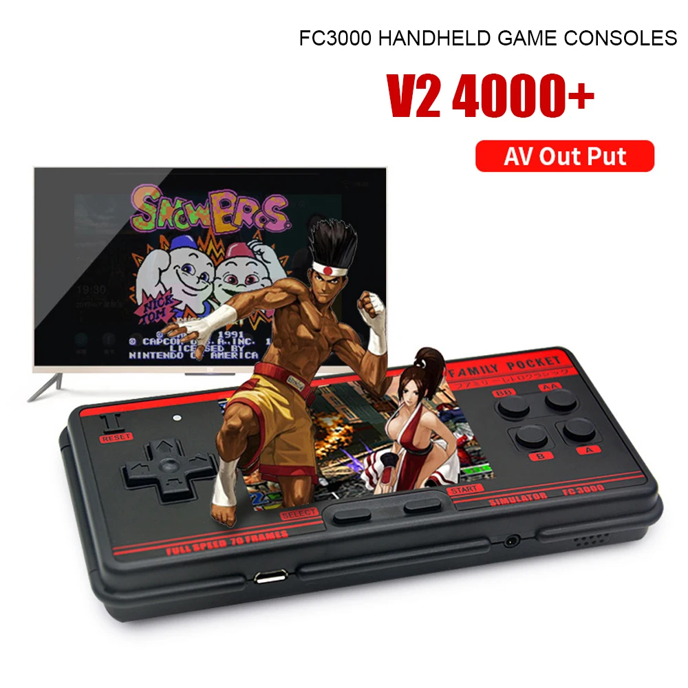 

Портативная игровая консоль V2, игровая консоль 2G, симулятор памяти FC3000, портативный, поддержка 10 форматов, выход AV