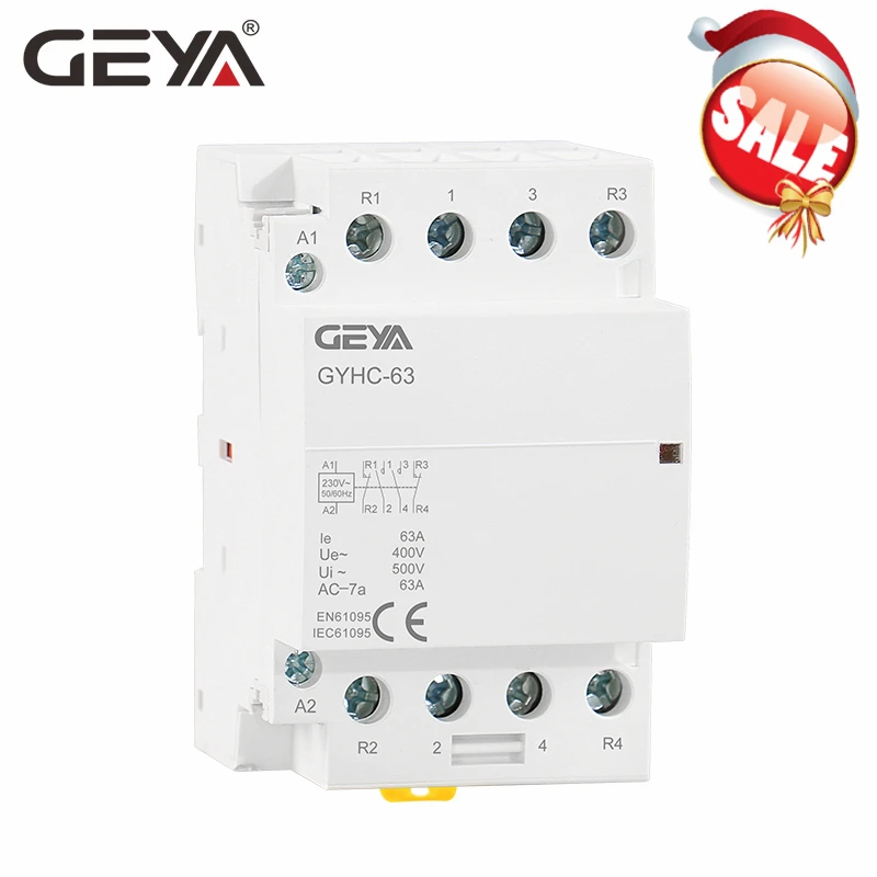 GEYA 4P контактор 40A 63A 4NO или 2NC2NO 220 В/230 В 50/60 Гц din рейка бытовой AC модульный