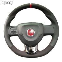 fit for fiat grande punto puntopunto evo van auto customized hand stitched leather steering wheel cover car accessories