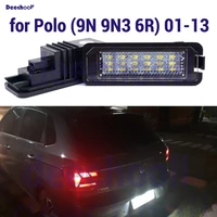2 x pure white 18smd 2835 canbus car license plate lamp kit for volkswagen for vw polo 9n 9n3 6r 2001 2013 number plate light