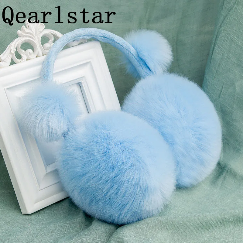 Зимние наушники Qearlstar для детей из искусственного кроличьего меха плюшевые