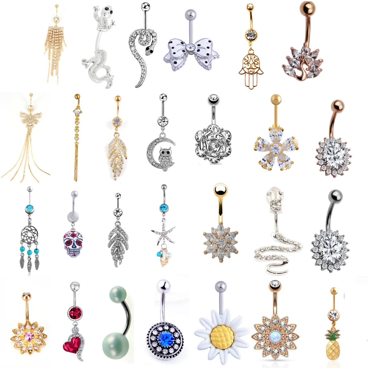 Кольцо-пуговица для пирсинга пупка женское Ювелирное Украшение с кристаллами из