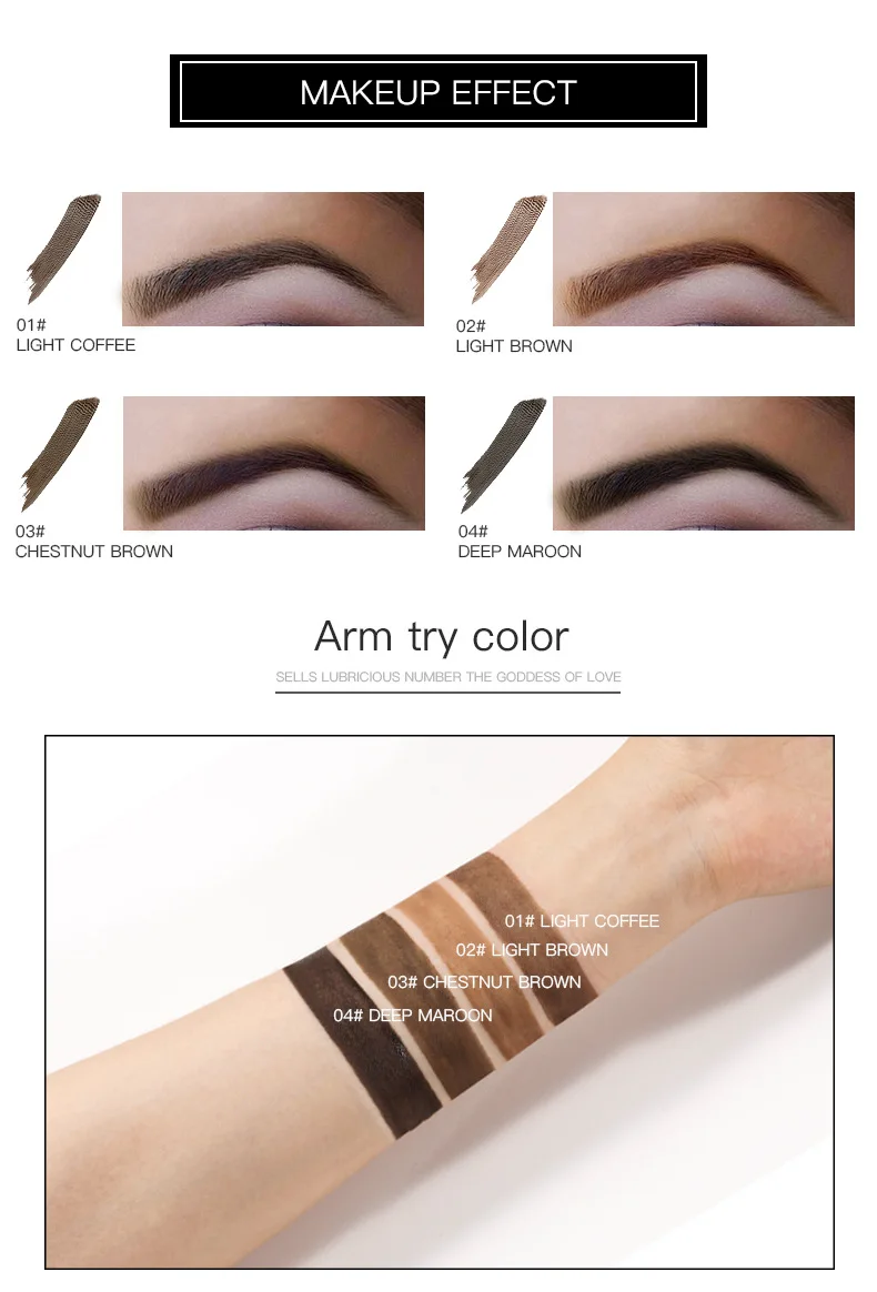 

4 Color Eyebrow Cream Enhancers Long-lasting Waterproof Air-cushion Dye Eye Brows Gel Brown Tinted Liquid Eyebrows Tint Makeup