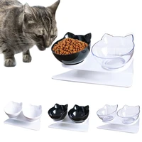 explosive cat double bowl cat bowl dog bowl transparent as material non slip food bowl with protection cervical transparent cat