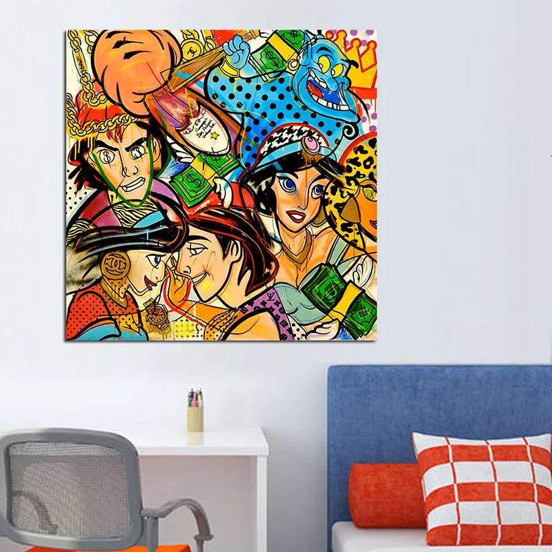 Граффити мультфильм рисунок Холст Живопись Домашний Декор плакаты и принты