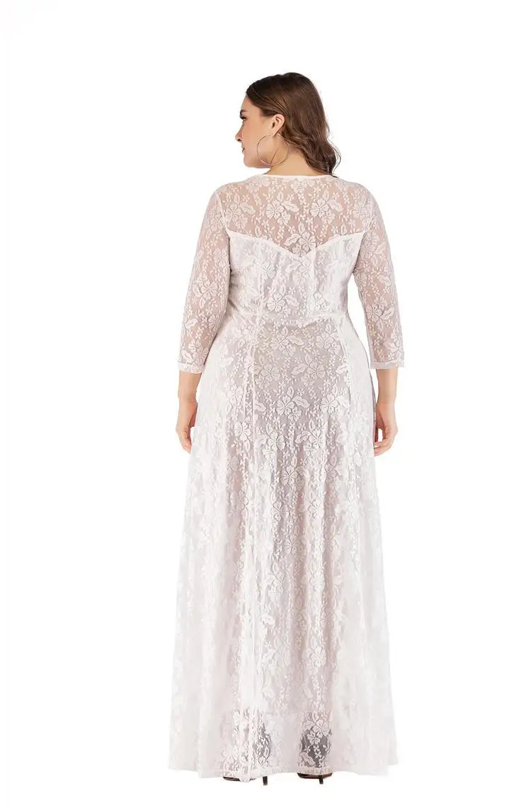 Кружевное платье длиной до пола 5xl 6xl, большие размеры, Женское зимнее платье, элегантное вечернее винтажное Длинное Макси платье, большие размеры, vestidos