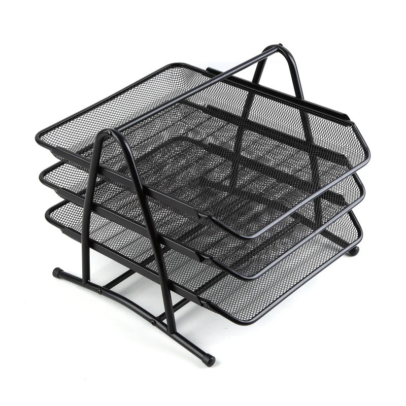 Комикс B2163 3 уровневый стальной сетчатый Настольный лоток черный|basket storage|basket