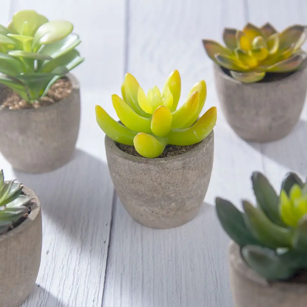 Искусственные бонсай моделирование в горшке суккуленты земля Лотос зеленые