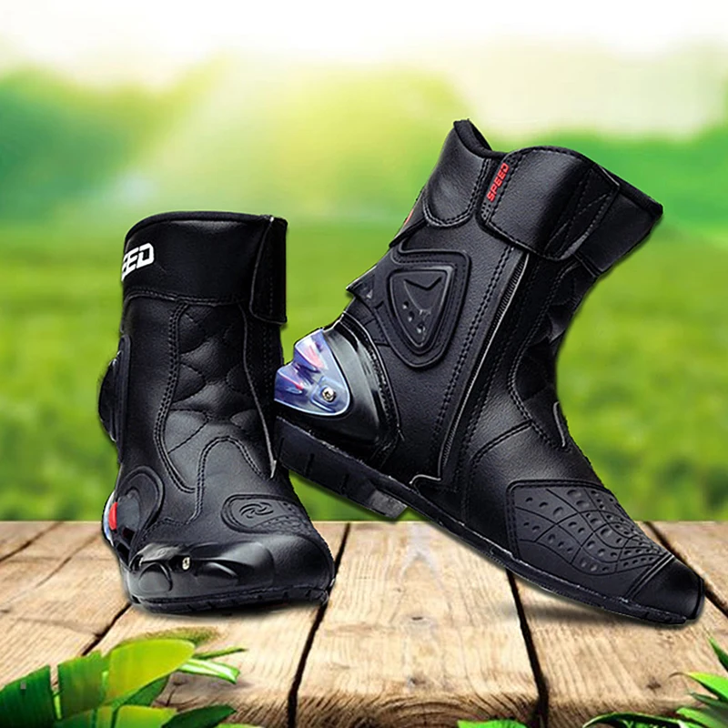 Мотоботы из микрофибры Водонепроницаемый сапог до середины икры мото гонок для