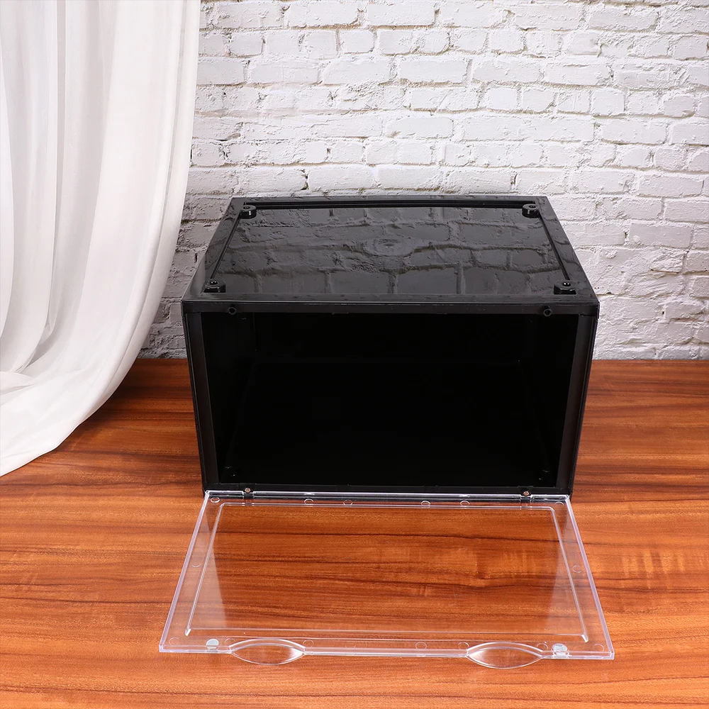 

1Pc Shoes Box Side Open Magnetic Type Shoes Organizer Shoes Display Box (Black)