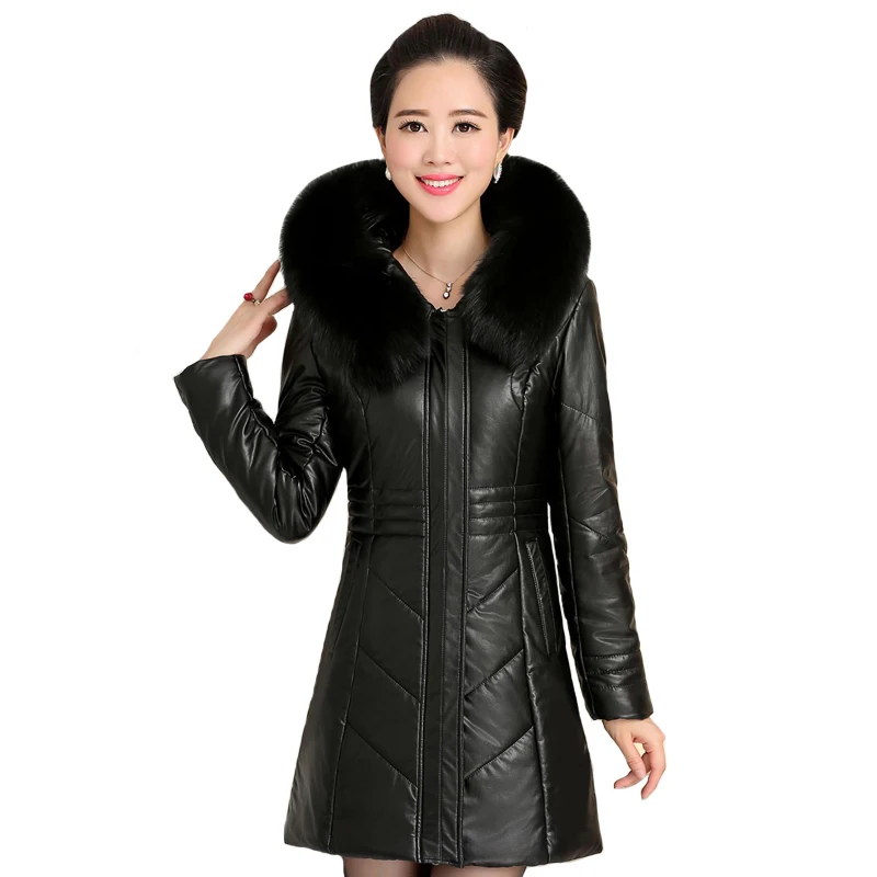 Женская зимняя длинная парка с капюшоном и меховым воротником|Женские парки| |