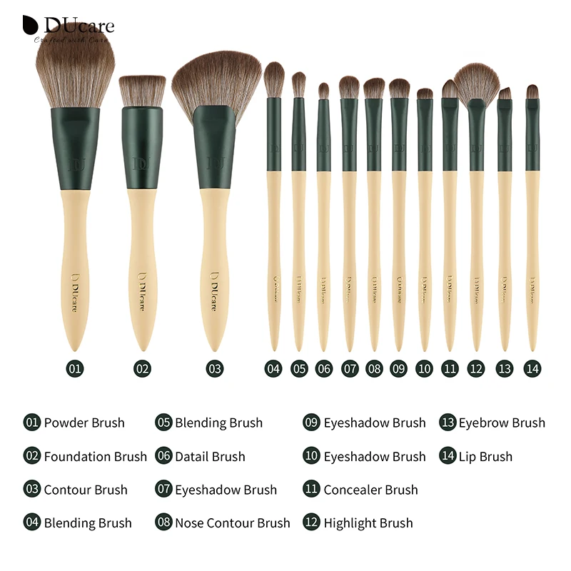 DUcare Makeup Brush Set 14Pcs with 3Pcs Spong &amp Cosmetic Bag-Professional Brushes Kabuki Foundation Blending | Красота и здоровье