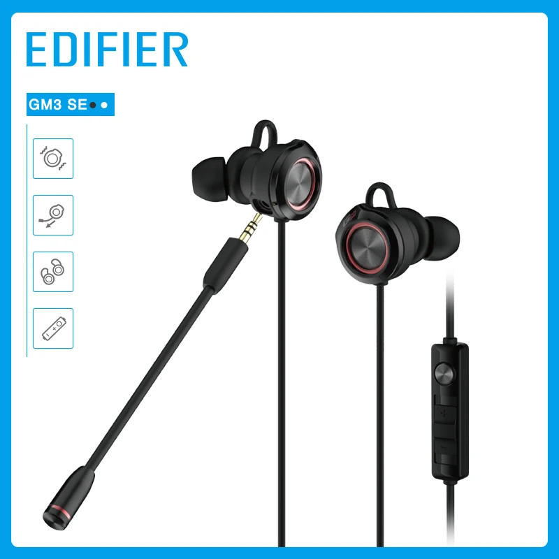 Black Проводная игровая гарнитура EDIFIER GM3SE с двумя микс, двойные подвижные катушки, наушники, точное акустическое позиционирование, дуговая форма, ушные крылья - Цвет: Black