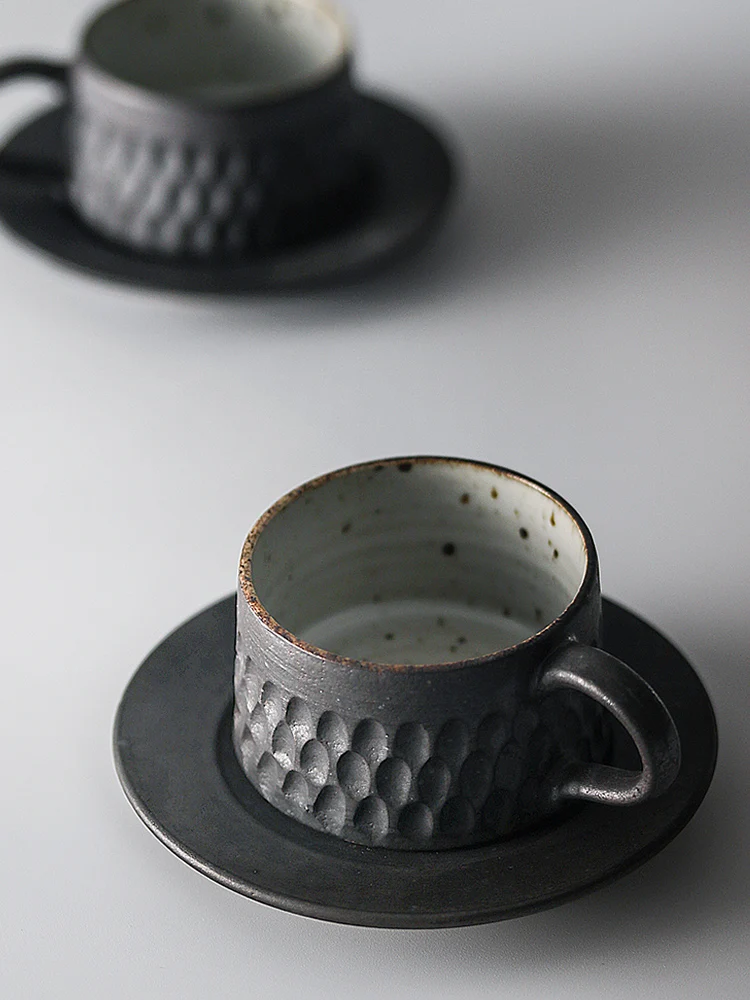 

Japanese Style Handmade Coffee Cup Set Ceramic Mug Dish Mocha Concentrated Tea Drinking Cups Household Office Caneca Drinkware