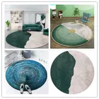 Зеленые коврики для гостиной, мраморный ковер, нордические ковры 3D круглые коврики для спальни, современный напольный коврик для украшения комнаты, подростков