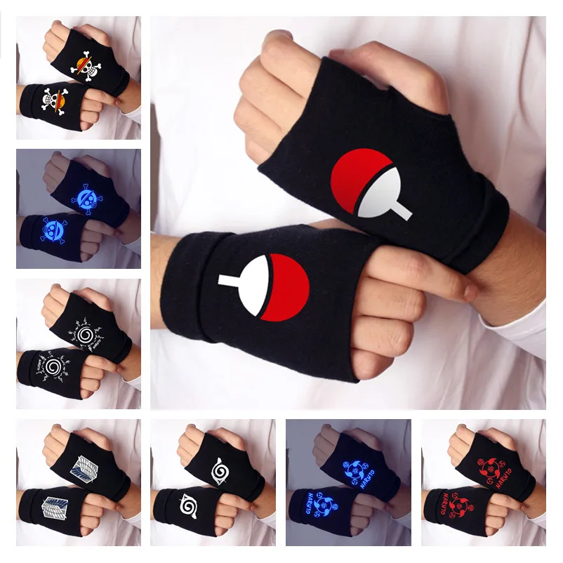 

Новые Аниме Konoha Hokage Hatake Kakashi косплей перчатки с символами учихи хлопковые теплые светящиеся рукавицы на полпальца Аксессуары Реквизит