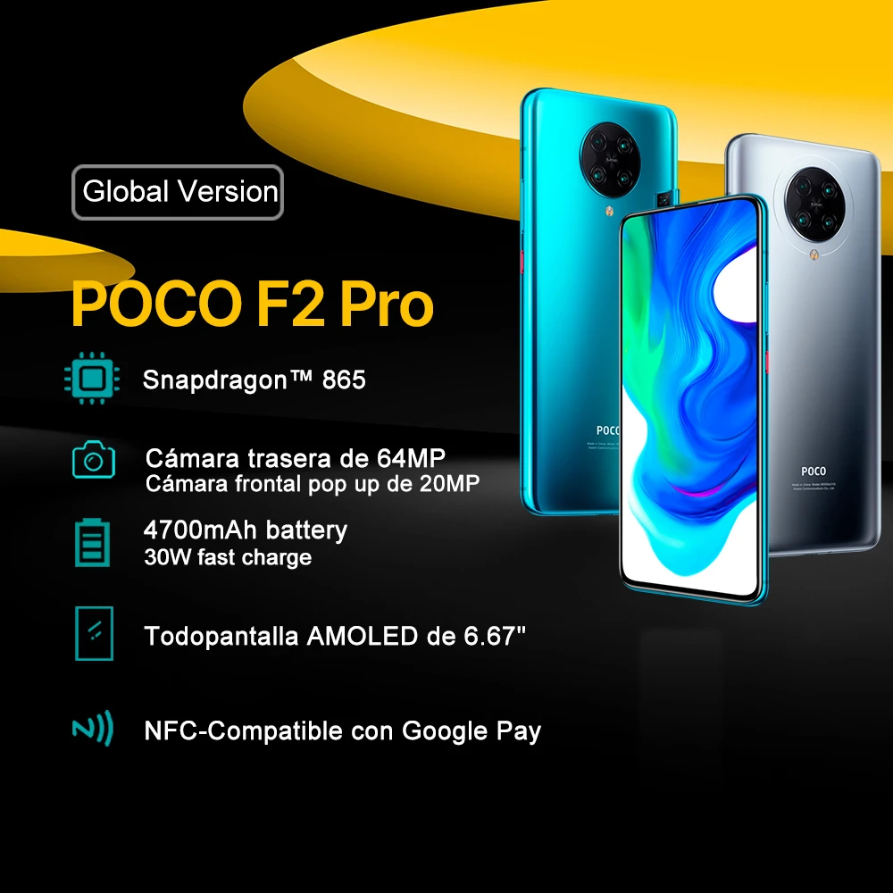Xiaomi глобальная версия POCO F2 Pro 6 ГБ 128 5G Смартфон Snapdragon 865 4700 мАч 30 Вт Быстрая зарядка