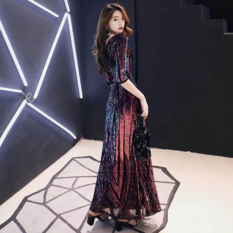 Женское вечернее платье с блестками AE670 длинное блестящее ТРАПЕЦИЕВИДНОЕ ПЛАТЬЕ