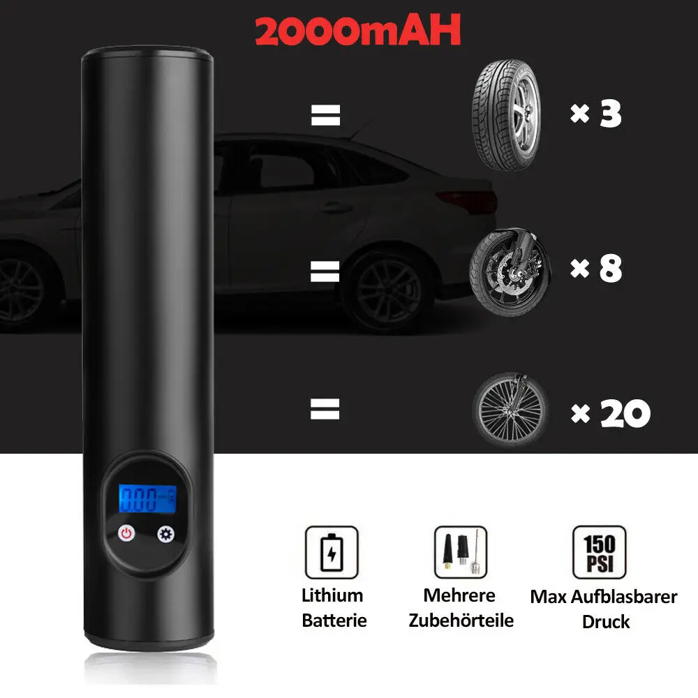 Online Bomba De Aire Recargable Para Neumáticos De Coche, Inflador De Neumáticos Digital De 12V Y 150PSI Con Batería, Compresor Portátil Para Motocicleta Bicicleta Coche