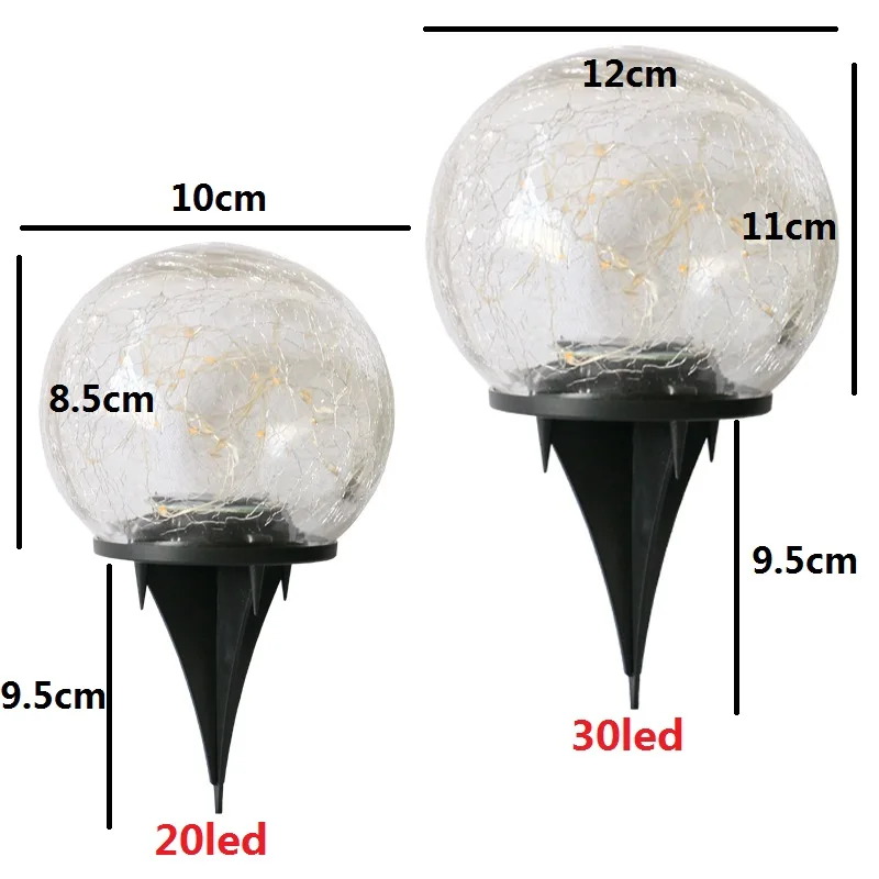 

LED Solar Light Cracked Glass Ball Light Garden Waterproof Lawn Lamps Cracked Glass Ball Led Solar Light for Garden Decoration