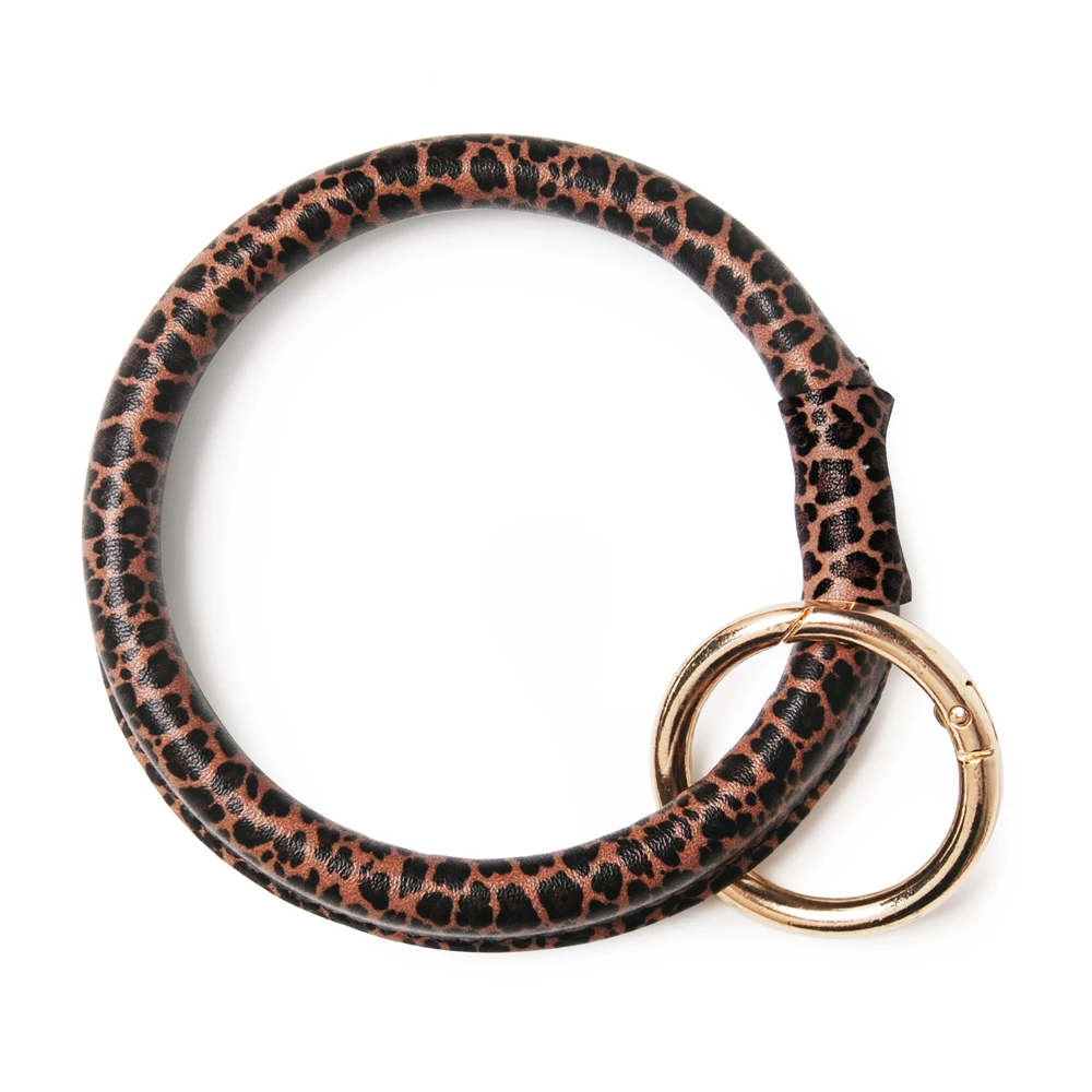 Подсолнух Круглый браслет с ключом Леопардовый брелок полоской зажим