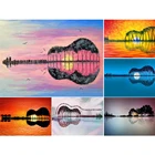 Алмазная 5D картина сделай сам, Набор для вышивки крестиком с изображением пейзажа, гитары, полная Алмазная квадратная вышивка, декоративная мозаика, картина