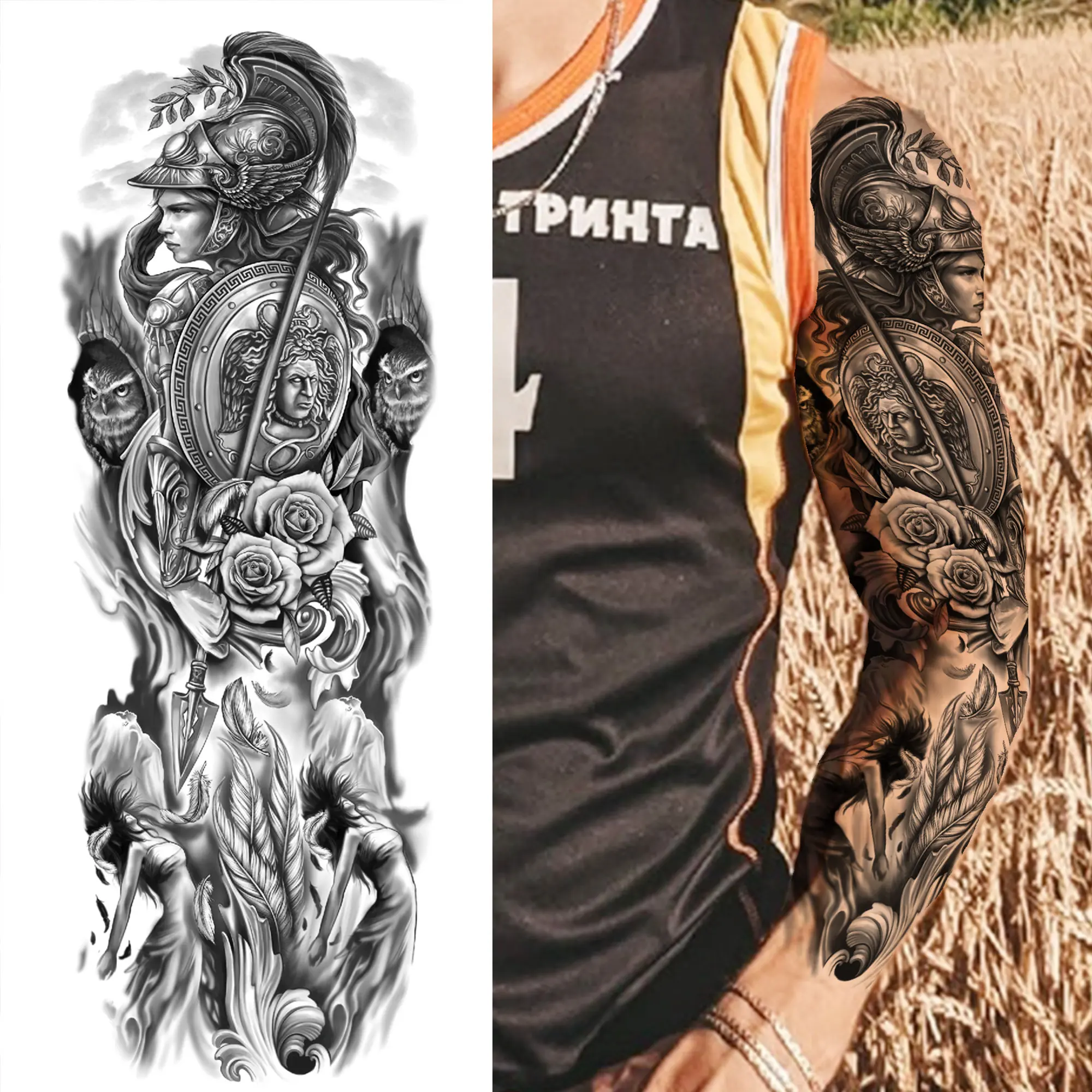 Временные татуировки с длинными рукавами для мужчин и женщин треугольные