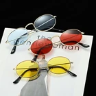 Очки солнцезащитные круглые в стиле ретро, милые пикантные винтажные овальные солнечные очки в маленькой оправе, для рыбалки, велоспорта, с черными затемненными линзами