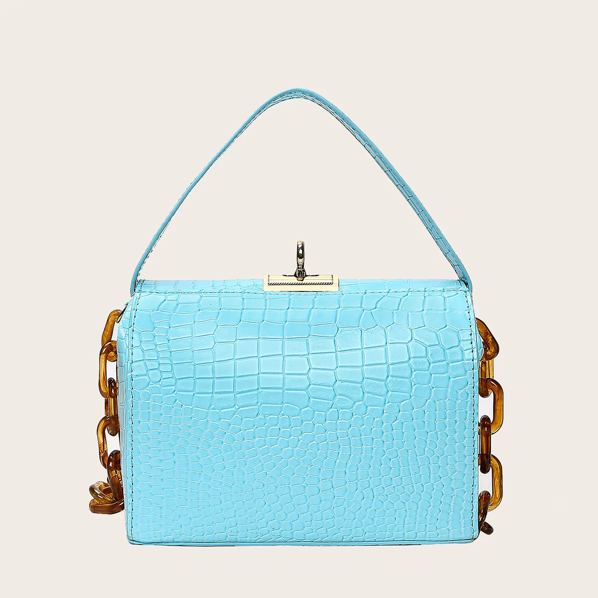 

Acrylic box fashion handbags 2021 Amoi crocodile pattern lock chain portable one-shoulder diagonal bag spot batch