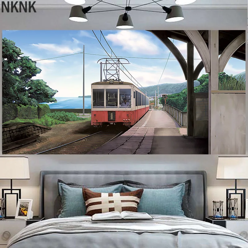 

Japanese decoration tapestry street building scenery wall blanket home decoration wall carpet