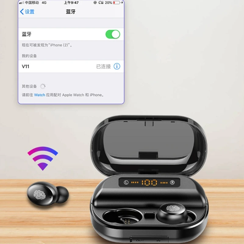 

TWS Bluetooth Earphone 5.0 IPX7 Waterproof Wireless Earphones Touch Control
