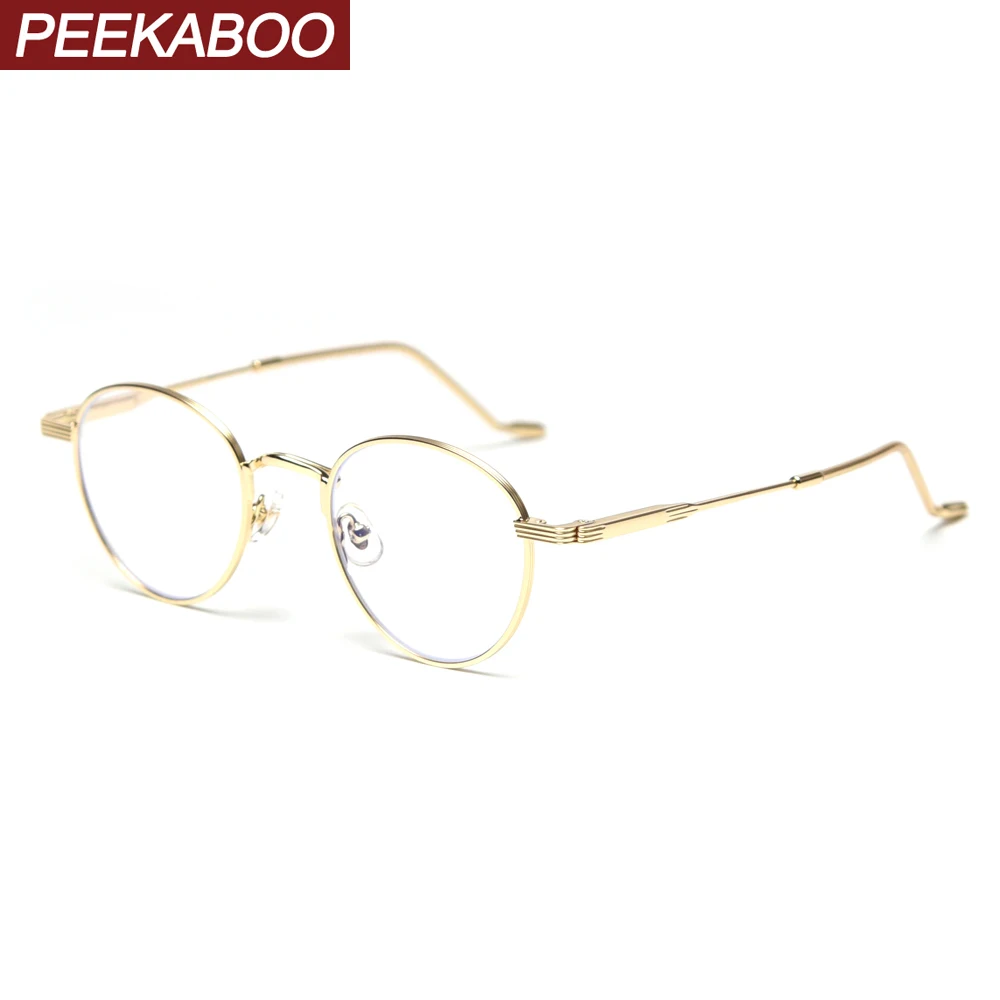 Мужские и женские металлические очки Peekaboo золотистые черные круглые с оправой по