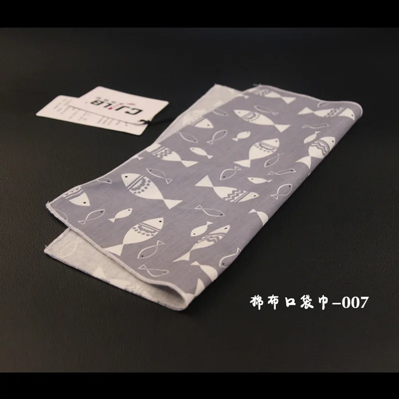 

Linbaiway Cartoon Animals Handkercheif for Mens Suits Pocket Square Scarves Fish Cotton Hankies Men'sTowels Custom LOGO